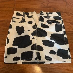 Cow Print Denim Skirt Size Small